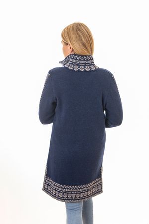 Pezzo D'oro Damenstrickmantel,nachtblau,Strick mit Jacquardbordüre,Doppelstrick,made in Bayern Zeitbegrenzte Promotion