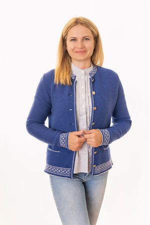 Pezzo D'oro Damentrachtenstrickjacke blau, reine Merinowolle,nachhaltig aus Bayern Bis zu 65% Rabatt