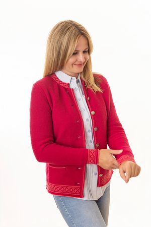 Pezzo D'oro Damentrachtenstrickjacke pink, reine Merinowolle,nachhaltig aus Bayern Nur für heute