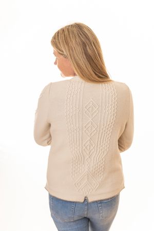 Pezzo D'oro edler Damenwollpullover wollweiss,Trachtenpulli reine Merinowolle, Sonderangebot der Fabrik