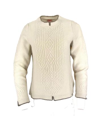 Pezzo D'oro edler Damenwollpullover wollweiss,Trachtenpulli reine Merinowolle, Sonderangebot der Fabrik