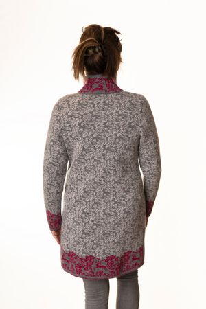 Pezzo D'oro Pezzo D&#039;oro Damenstrickmantel,Grautöne mit dunkelpinken Akzenten, nachhaltig produziert,made in Bayern, Merinowolle Bis zu 55% Rabatt