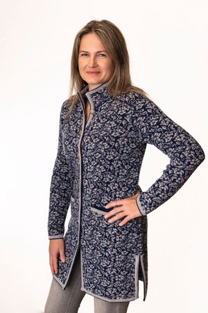Pezzo D'oro Strickmantel marine/hellgrau,Gehrock, reine Merinowolle, nachhaltig in Bayern produziert Super Rabatt