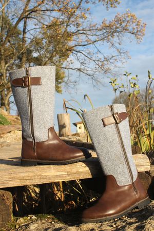 Pezzo D'oro Damen Winterstiefel Leder, gefüttert, mit hohem Filzschaft, im Sale minus 20% Auslauf
