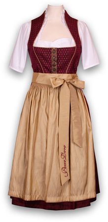 Pezzo D'oro Designer Dirndl,Festtagsdirndl, Mididirndl bordeaux/gold Limitierter Zeitrabatt