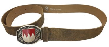 Pezzo D'oro Franken-Gürtel Rindleder inkl. Schließe mit Franken-Wappen braun-oliv Zeitlich begrenztes Angebot