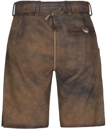 Pezzo D'oro Herren Trachtenlederhose 2-tlg mit Gürtel,kurz, bestickt,antikbraun Saisonale Angebote
