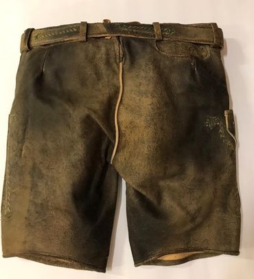 Pezzo D'oro Herrentrachtenlederhose kurz,braun antik finish,beige/grün bestickt,Größe 50 Riesige Ersparnisse