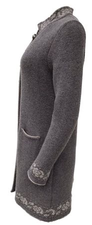 Pezzo D'oro Pezzo D&#039;oro Strickmantel in grau,reine Wolle, hergestellt in Bayern, dicker warmer Wollmantel für Outdoor,oder im Büro als Indoormantel, edler Jacquardstrick an den Kanten, in Bayern produziert Clearance-Verkauf