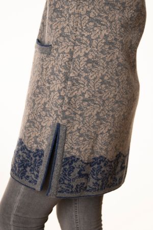 Pezzo D'oro Pezzo D&#039;oro Strickmantel in grau/blau gemustert, reine Wolle, hergestellt in Bayern, dicker warmer Wollmantel für Outdoor Kostenloser Versand international