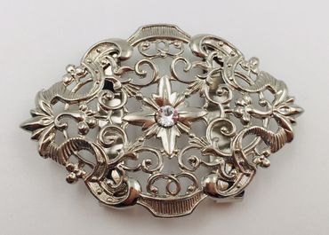 Pezzo D'oro Schürzenschließe mit Swarovskistein, Dirndlschleife,silber Fabrikladen