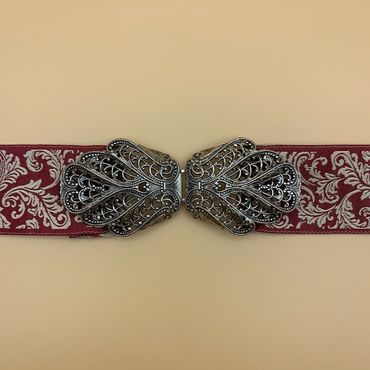 Pezzo D'oro Schürzenschließe, Dirndlschließe,altsilber 2-teilig ,Trachtenschließe, Speichern exportieren