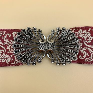 Pezzo D'oro Schürzenschließe, filigrane Pfauenfeder, altsilber,2 tlg Black Friday Preise