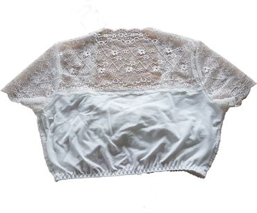 Pezzo D'oro Spitzendirndlbluse creme,Blumenbordüre,Herzausschnitt/Raffung Auslauf