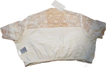 Pezzo D'oro Spitzendirndlbluse creme,Blumenbordüre,Herzausschnitt/Raffung Auslauf