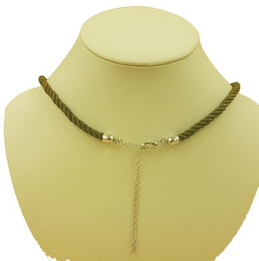 Pezzo D'oro Trachtenkette Edelweiß altsilber,grünes Kordelband und Glitzersteine Günstig kaufen