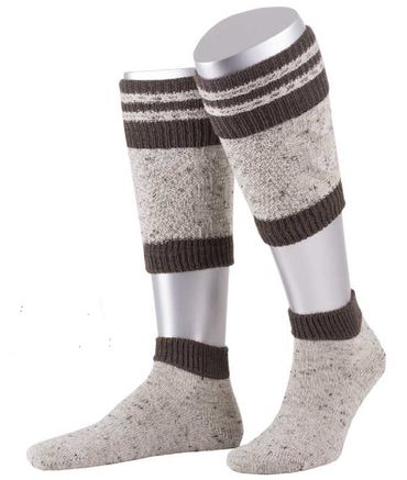 Pezzo D'oro Trachtenstrümpfe Loferl Stulpen Herren Wadenwärmer Wadelstrümpfe Trachtenstutzen Trachtenstrumpf zur Lederhose 2-teilig TWEED beigemeliert/braun Cyber Monday