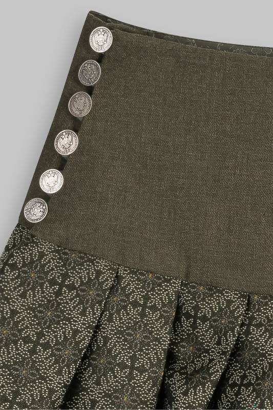 Rockmacherin Kronze Trachtenrock mit Blätterrauten auf Baumwolljacquard Nur noch ein Tag übrig