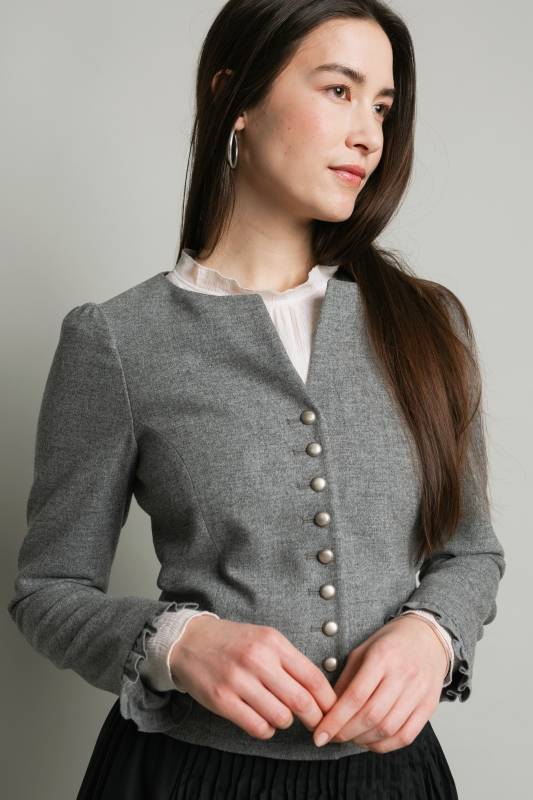 Rockmacherin Ann-Kathrin Spenzerjacke aus Leichtloden mit Rüschenabschluss am Ärmel 50% Rabatt für begrenzte Zeit