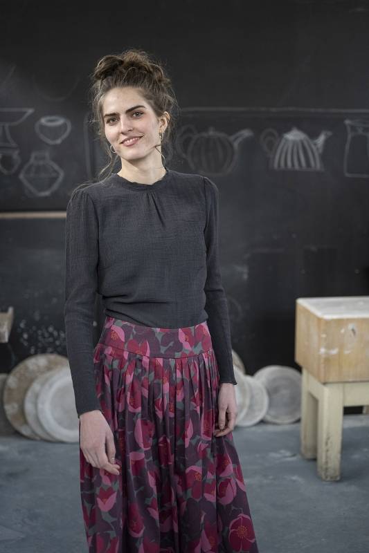 Rockmacherin Lucia Romantische Damenbluse aus Viskose-Crêpe Schlussverkauf