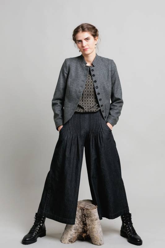 Rockmacherin Sempt Hosenrock aus weichem Denim mit Biesen und Gummizug Online Shopping