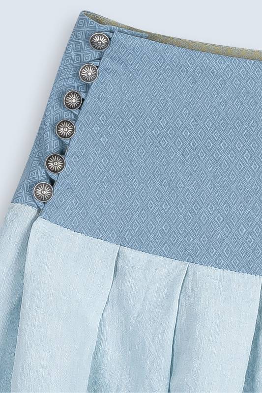 Rockmacherin Bodweda Damen-Trachtenrock mit Passe mit hellblauem irischen Leinen Top Angebot