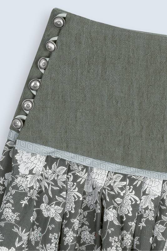 Rockmacherin Gscheidhaferl Trachtenrock mit Passe und Blumenprit auf Leinen-Viscosemischung Blitzangebot