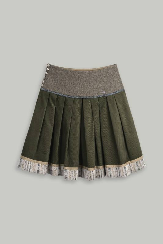 Rockmacherin Mooskissal Trachtenrock mit Feincord und Jacquardmuster im Saum Zeitbegrenzte Promotion
