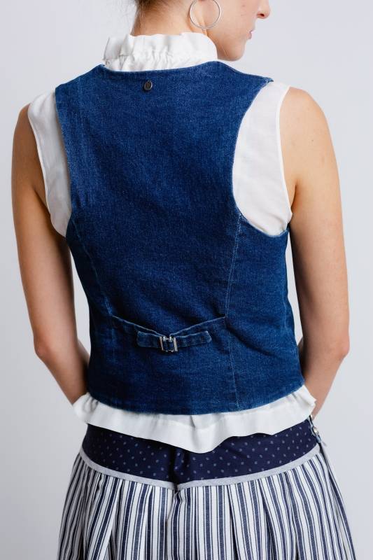 Rockmacherin Resal Damenweste aus Denim im klassischen Stil Zeitlich begrenztes Angebot