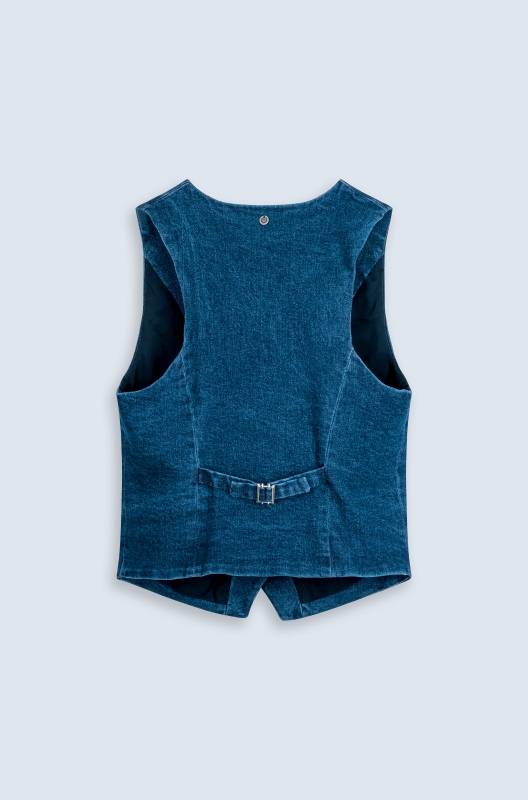 Rockmacherin Resal Damenweste aus Denim im klassischen Stil Zeitlich begrenztes Angebot