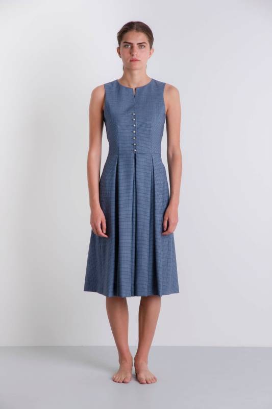 Rockmacherin Katha Kleid blau, kariert Tiefpreis