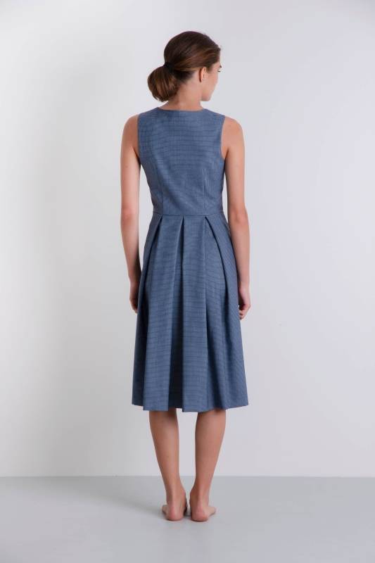 Rockmacherin Katha Kleid blau, kariert Tiefpreis