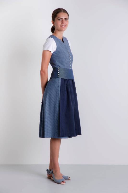 Rockmacherin Katha Kleid blau, kariert Tiefpreis