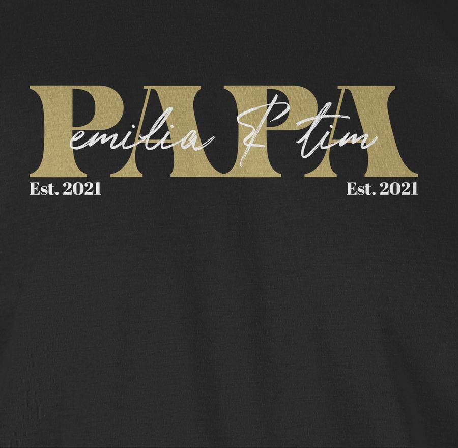 Shirtracer PAPA Geschenk mit Namen Kinder Datum Geburtsjahr Weihnachten Geburtstag: T-Shirt Shirtracer Speichern exportieren