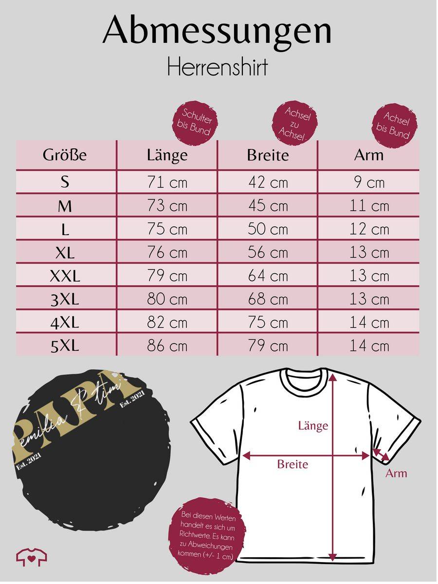 Shirtracer PAPA Geschenk mit Namen Kinder Datum Geburtsjahr Weihnachten Geburtstag: T-Shirt Shirtracer Speichern exportieren