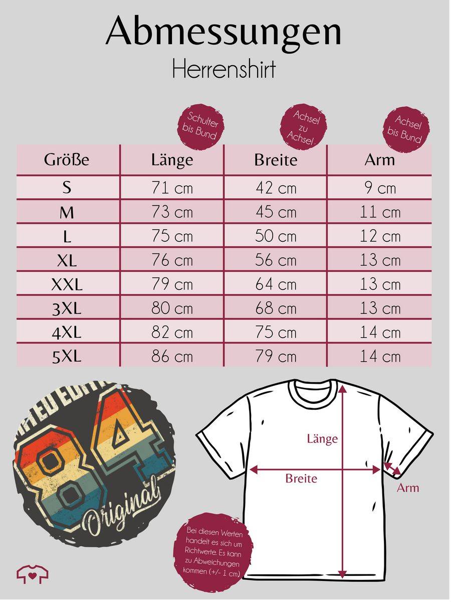 Shirtracer Limited Edition 1984 Original Vierzigster: T-Shirt Turnbeutel Shirtracer Exklusive Angebote