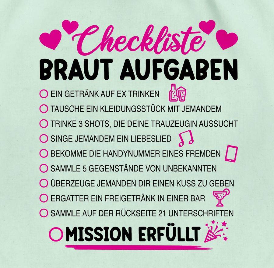 Shirtracer Braut Aufgaben I Mutprobe Checkliste Shirts & Mehr Shirtracer Tägliche Deals