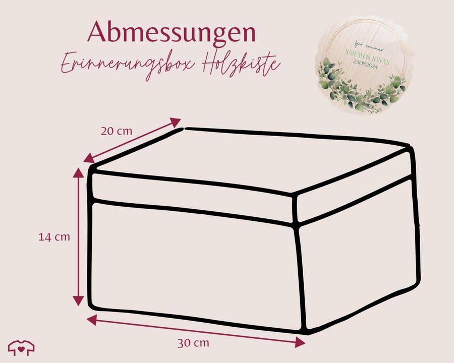 Shirtracer Für immer Eukalyptus mit Name und Datum Erinnerungsbox Hochzeit Aufbewahrungsb Shirtracer zollfrei