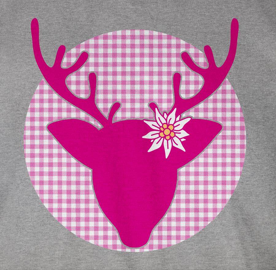 Shirtracer Oktoberfest Hirsch mit Edelweiß - Fuchsia: Tshirt Turnbeutel Shirtracer Limitierter Zeitrabatt