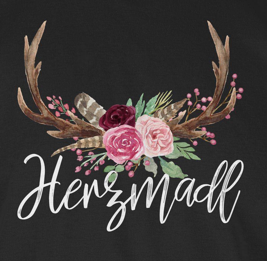 Shirtracer Herzmadl Geweih - weißer Schriftzug: Tshirt Gym Bag Shirtracer Fabrikpreis