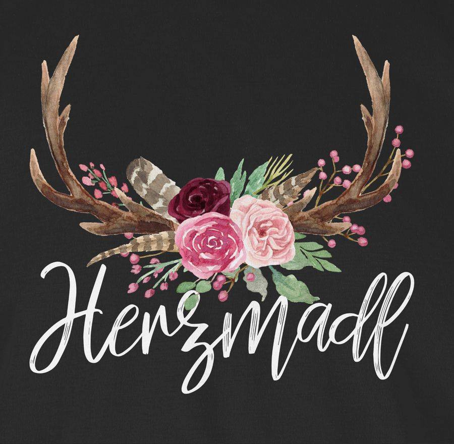 Shirtracer Herzmadl Geweih - weißer Schriftzug: Tshirt Gym Bag Shirtracer Sonderangebot
