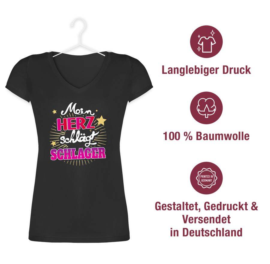 Shirtracer Mein Herz Schlager - weiß Shirts & Mehr Shirtracer Valentinstagsangebot