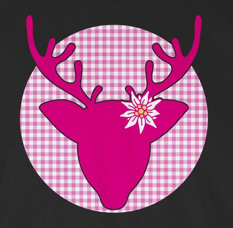 Shirtracer Oktoberfest Hirsch mit Edelweiß - Fuchsia: Tshirt Turnbeutel Shirtracer Online Outlet