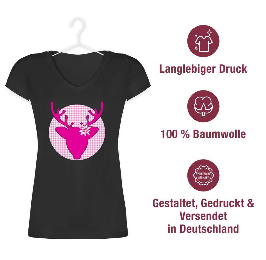 Shirtracer Oktoberfest Hirsch mit Edelweiß - Fuchsia: Tshirt Turnbeutel Shirtracer Online Outlet