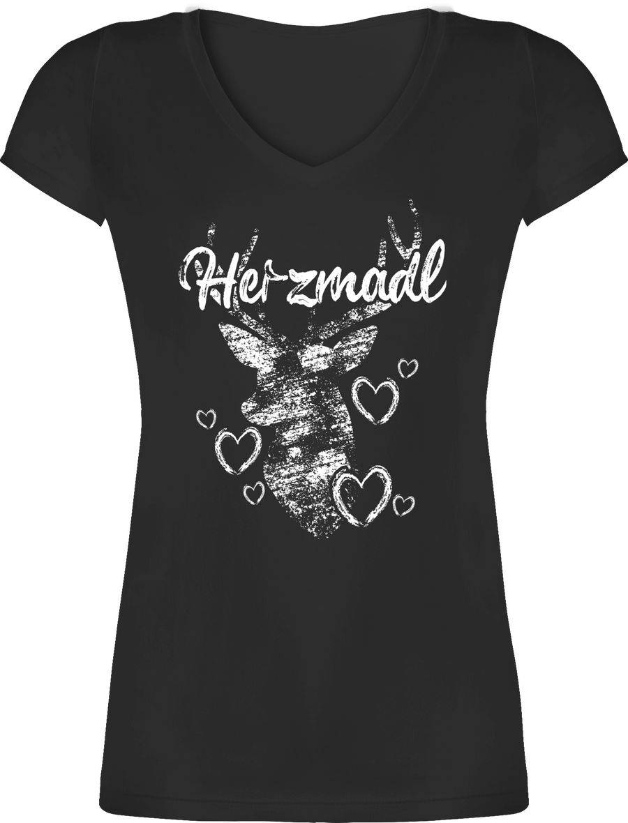 Shirtracer Herzmadl mit Hirsch und Herzen - weiß Shirts & Mehr Shirtracer Blitzangebot