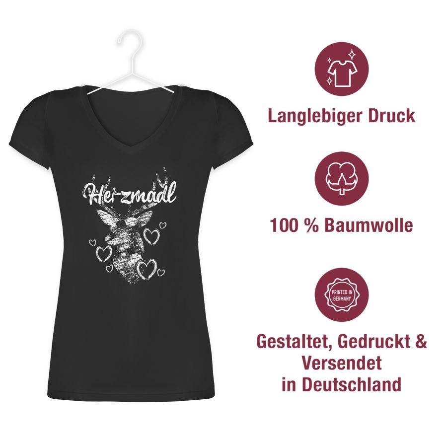 Shirtracer Herzmadl mit Hirsch und Herzen - weiß Shirts & Mehr Shirtracer Blitzangebot