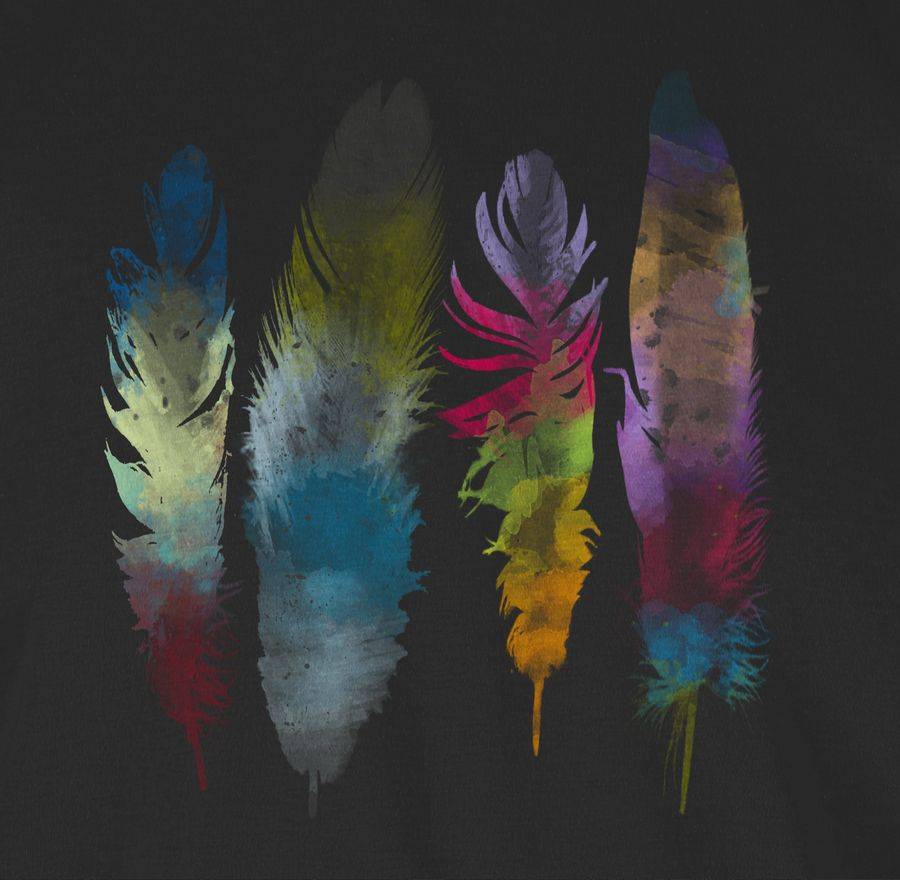 Shirtracer Federn Wasserfarbe Watercolor Feathers: T-Shirt Turnbeutel Shirtracer JETZT KAUFEN