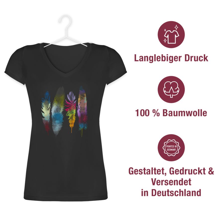Shirtracer Federn Wasserfarbe Watercolor Feathers: T-Shirt Turnbeutel Shirtracer JETZT KAUFEN