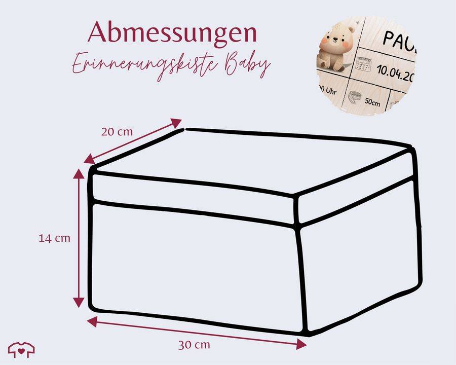 Shirtracer Holzkiste zur Geburt Baby Personalisierte mit Bär Baby Erinnerungsbox Geschenk zur Geburt Shirtracer Kostenloser Versand international