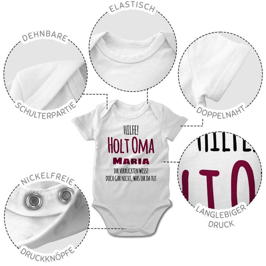 Shirtracer Hilfe Holt Oma - Geschenk zur Geburt Omi: Tshirt Turnbeutel Shirtracer Preisnachlass